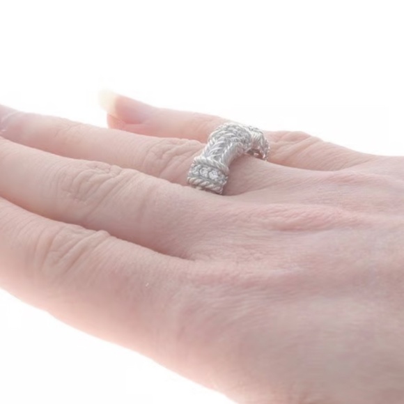 Judith Ripka sterling silver rope band 925 CZ ring size 6 - Picture 2 of 9